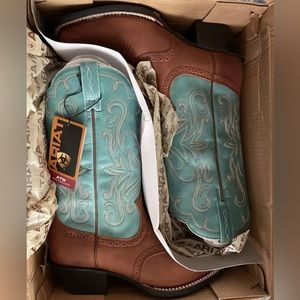 Ariat Legend Turquoise Brown Square Toe Western Cowboy Boots! Womens 5.5